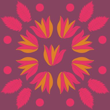 Çiçek motif, yaprakları ve lale Dikişsiz deseni.