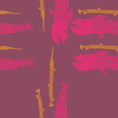 Soyut basit balıklar ile dikişsiz desen