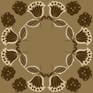 Soyut çiçekler daire çerçevesinin dikişsiz deseni