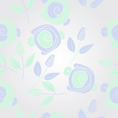 Çiçeklerle kesintisiz soyut desen, vektör arka plan