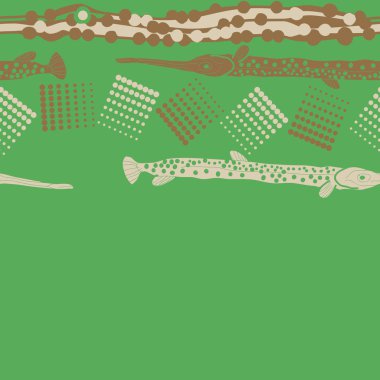 Balık ile dikişsiz soyut desen