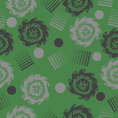 çiçekler ve noktalar ile tam kare sorunsuz soyut vektör arka plan 