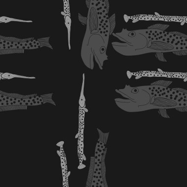 Soyut basit balıklar ile dikişsiz desen
