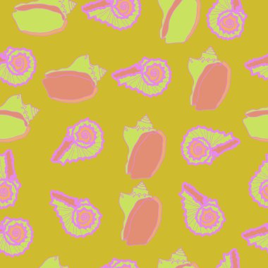 arka planda renkli parlak deniz kabukları seti