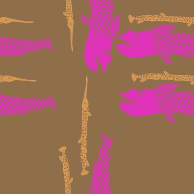 Soyut basit balıklar ile dikişsiz desen