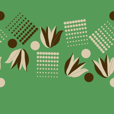 Noktalı soyut çiçekler, modern çiçek arka plan tasarımı 