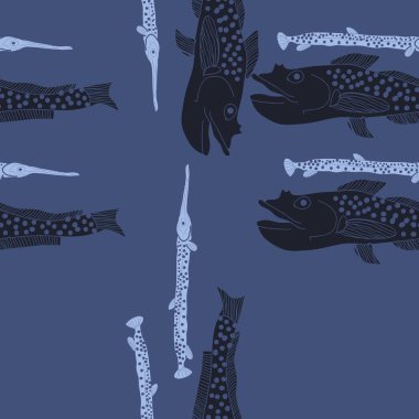 Soyut basit balıklar ile dikişsiz desen