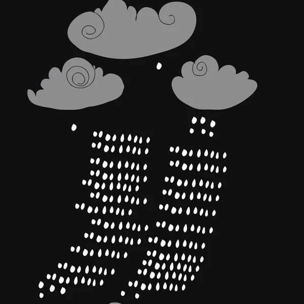 Disegno Astratto Con Nuvole Gocce Pioggia Illustrazione Vettoriale — Vettoriale Stock