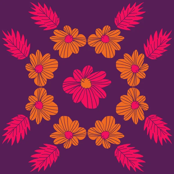 Modern çiçek çerçeve tasarım arka planda soyut çiçek elemanları