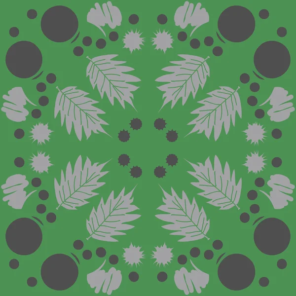 Abstraktes Muster Mit Blättern Punkten Pinselstrichen Vektorillustration — Stockvektor