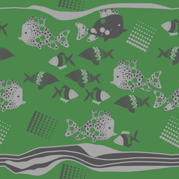 Poissons Abstraits Motif Sans Couture Illustration Vectorielle Simple — Image vectorielle