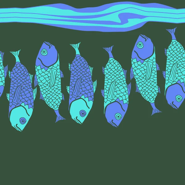 无缝背景与五颜六色的鱼 矢量插图 — 图库矢量图片