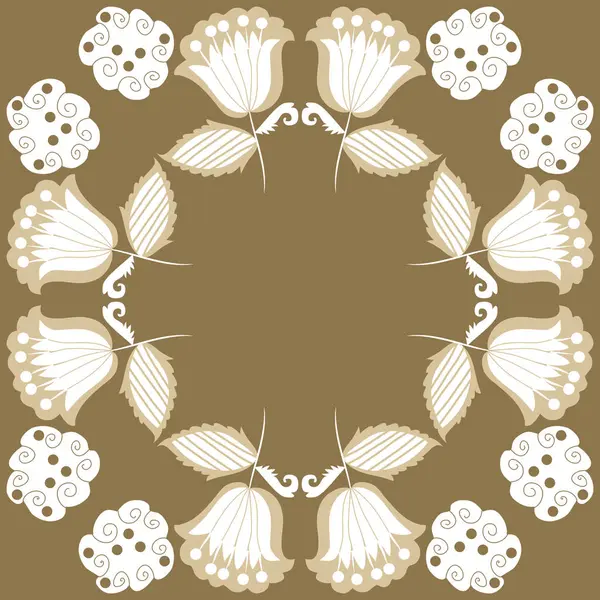 抽象的な花の円フレームのシームレスなパターン — ストックベクタ