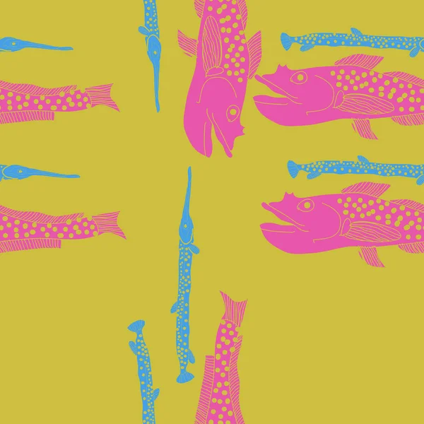 Soyut basit balıklar ile dikişsiz desen