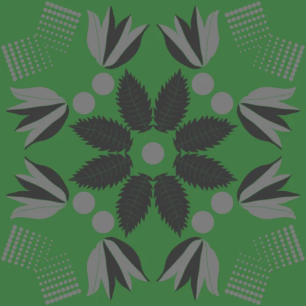 Vert Modèle Abstrait Sans Couture Fond Vectoriel Avec Des Fleurs — Image vectorielle