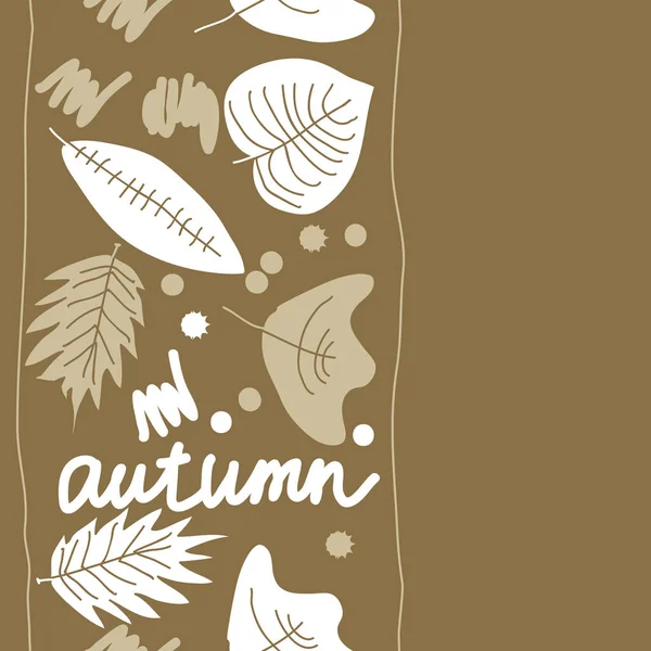 Feuilles Automnales Colorées Avec Mot Automne Sur Fond — Image vectorielle