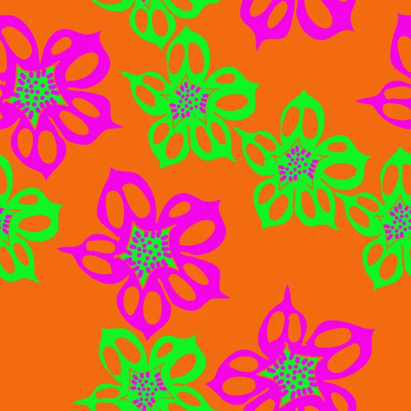 Sömlös Abstrakt Mönster Med Färgglada Blommor — Stock vektor