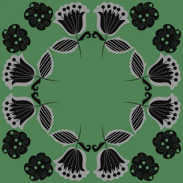 Naadloze Patroon Van Abstracte Bloemen Cirkel Frame — Stockvector