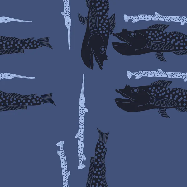 Soyut basit balıklar ile dikişsiz desen