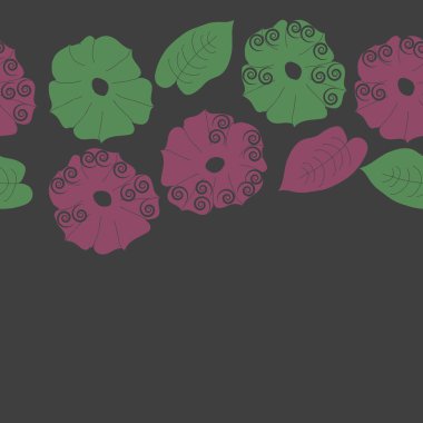 Soyut basit çiçekler ve yaprakları Dikişsiz desen