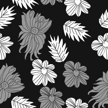 çiçekler, vektör çizim ile sanatsal seamless modeli