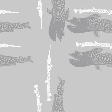 Soyut basit balıklar ile dikişsiz desen
