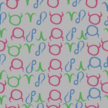 Zodiac Signs ile Dikişsiz soyut desen, vektör illüstrasyon