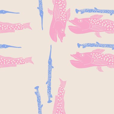 Soyut basit balıklar ile dikişsiz desen