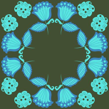 Soyut çiçekler daire çerçevesinin dikişsiz deseni