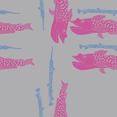 Soyut basit balıklar ile dikişsiz desen