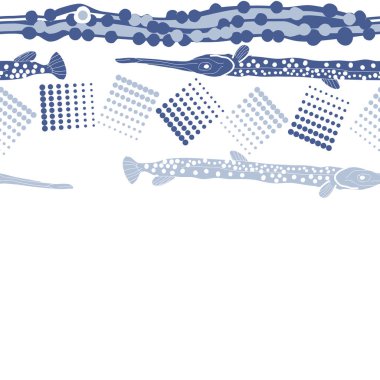 Balık ile dikişsiz soyut desen