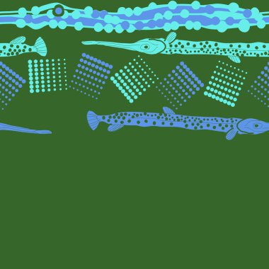 Balık ile dikişsiz soyut desen