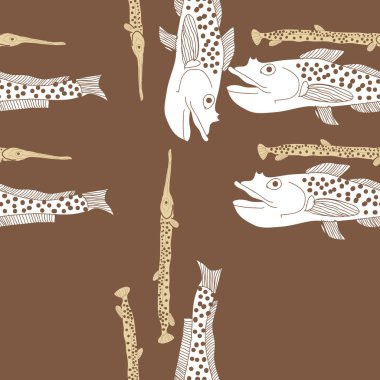 Soyut basit balıklar ile dikişsiz desen