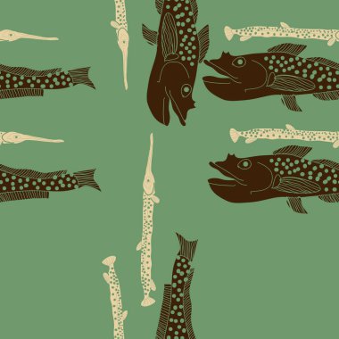 Soyut basit balıklar ile dikişsiz desen