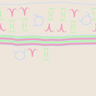 Zodiac Signs ile Dikişsiz soyut desen, vektör illüstrasyon