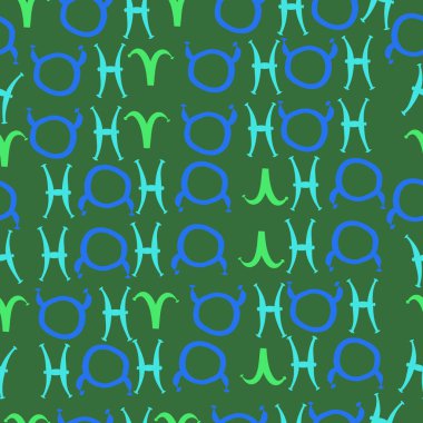 Zodiac Signs Dikişsiz desen. Vektör Illustration