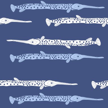 Soyut basit balık ile dikişsiz desen
