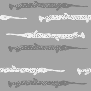 Soyut basit balık ile dikişsiz desen