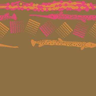 Balık ile dikişsiz soyut desen