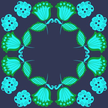 Soyut çiçekler daire çerçevesinin dikişsiz deseni