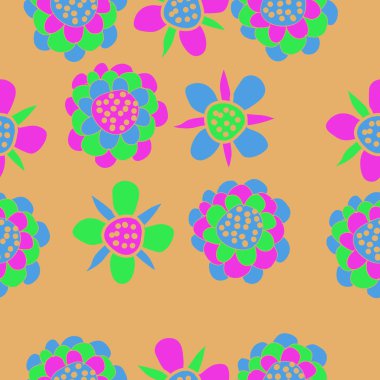 Soyut basit çiçeklerle kusursuz desen