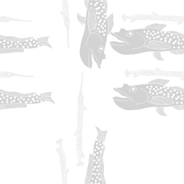 Soyut basit balıklar ile dikişsiz desen
