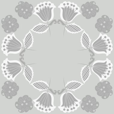 Soyut çiçekler daire çerçevesinin dikişsiz deseni