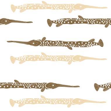 Soyut basit balık ile dikişsiz desen
