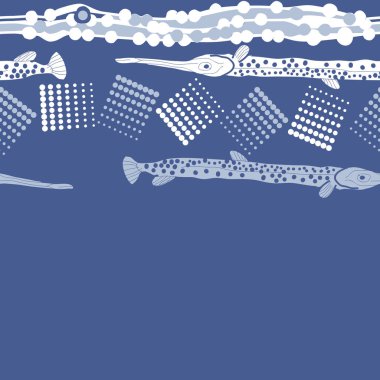 Balık ile dikişsiz soyut desen