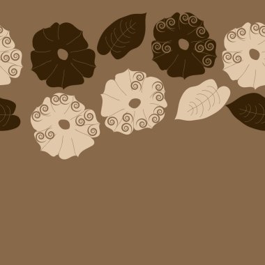 Soyut basit çiçekler ve yaprakları Dikişsiz desen