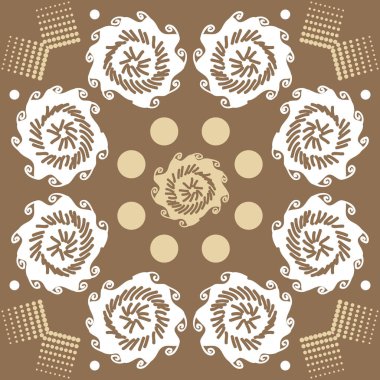 kahverengi Dikişsiz soyut desen, çiçek ve noktalar, tam kare ile vektör arka plan