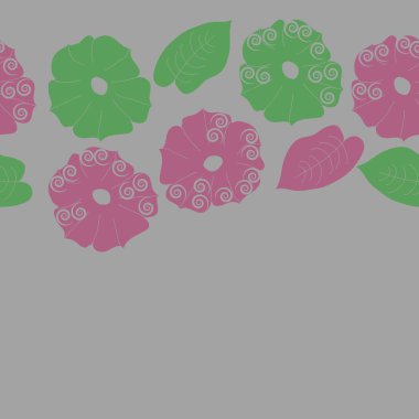 Soyut basit çiçekler ve yaprakları Dikişsiz desen