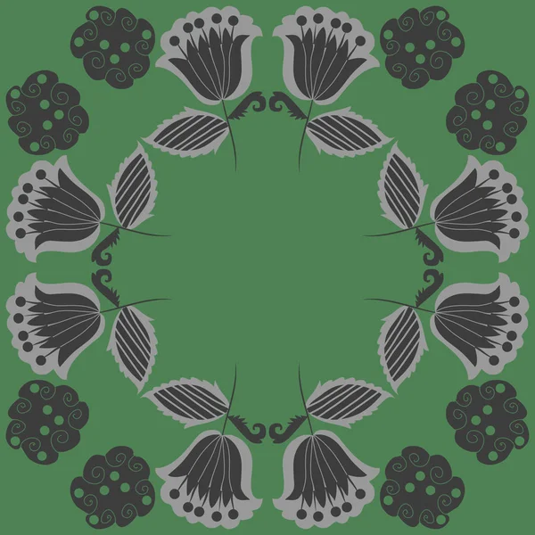 Patrón Sin Costura Flores Abstractas Marco Círculo — Archivo Imágenes Vectoriales