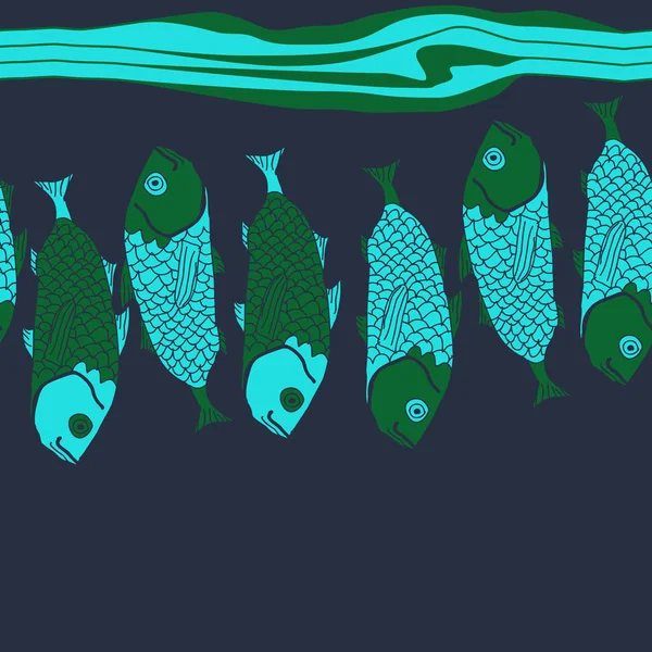 Бесшовный Фон Красочными Рыбами Векторная Иллюстрация — стоковый вектор